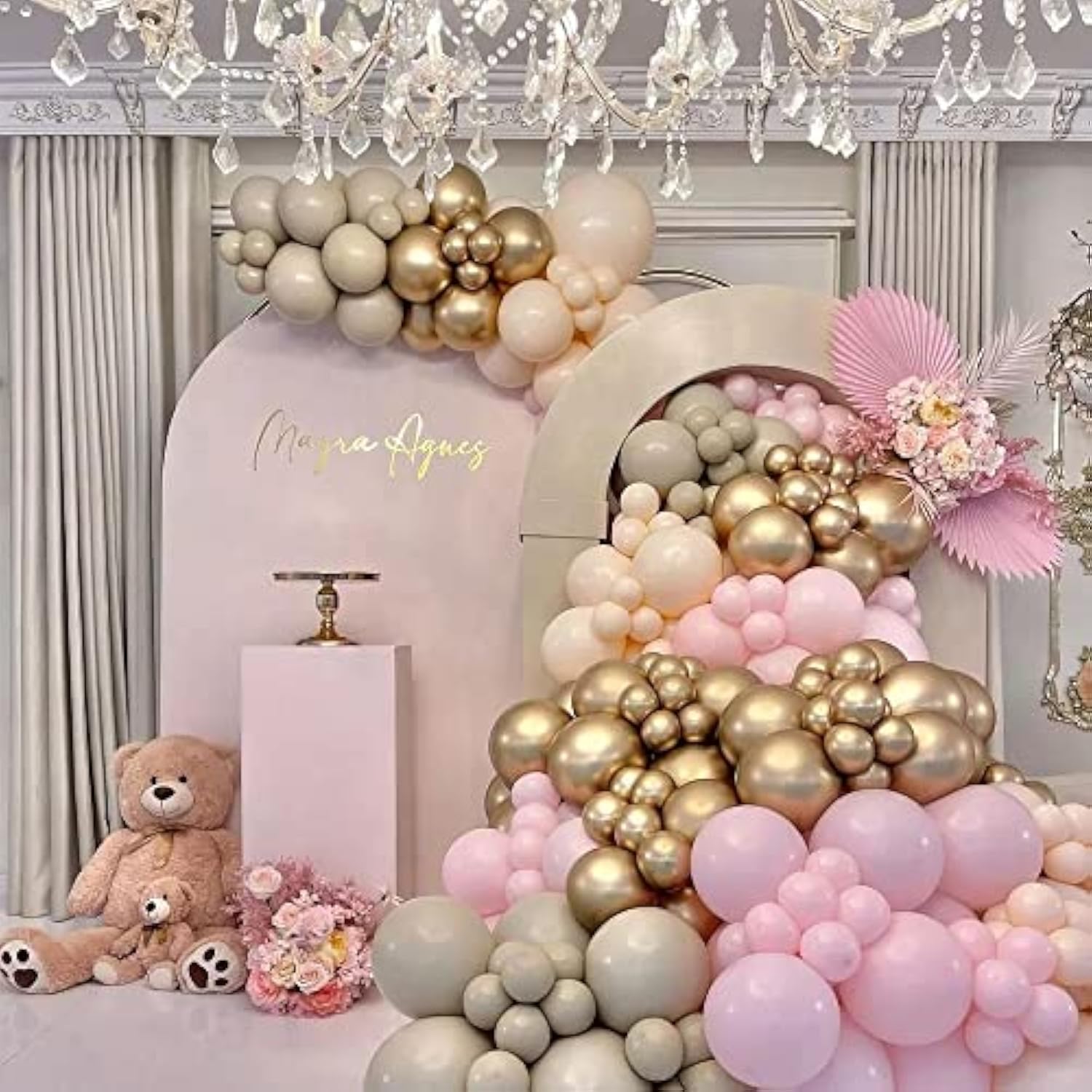 First Communion Pink Balloon Garland Arch Kit, Girl Baptism Christenin