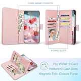 For Samsung Galaxy S25 Case Wallet For Women Girl[With 9 Card Holder]Marble Rose Gold Pu Leather Detachable Wrist Strap Fullbody Slim Shockproof Flip Phone Case For Samsung Galaxy S25,6.2”,2025