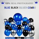 Royal Blue And Black Silver Balloon Garland Arch Kit 160+Pcs For Wedding Birthday Anniversary Baby Shower 2025 Graduation Prom Decorations