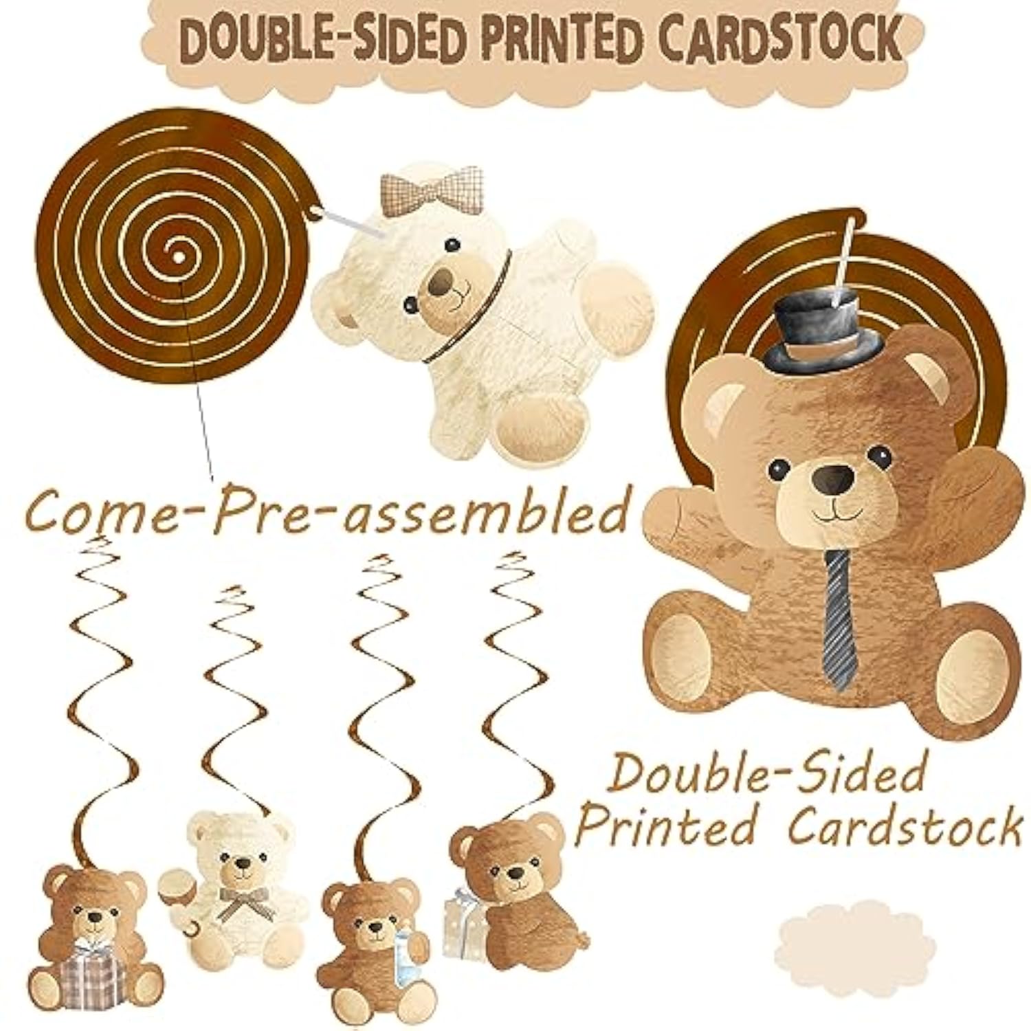 Bear Hanging Swirls Teddy Bear Baby Shower Decorations 15Pcs Teddy Bear Hanging Decor Cute Bear Swirls Ceiling Streamer We Can Bearly Wait Party Decorations For Bear Theme Baby Shower Supplies