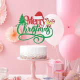Merry Christmas Cake Topper,Glitter Green Xmas Holiday Cake Decorations,For Winter Christmas Santa Happy New Year Party Theme Cake Decorations (Red Green)