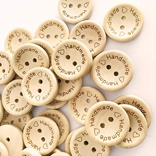 100 Pcs Wooden Handmade Buttons, Crafts Assorted Buttons Wooden Sewing