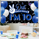 Happy 10th Birthday Backdrop Double Digits Party Banner & Photo Prop