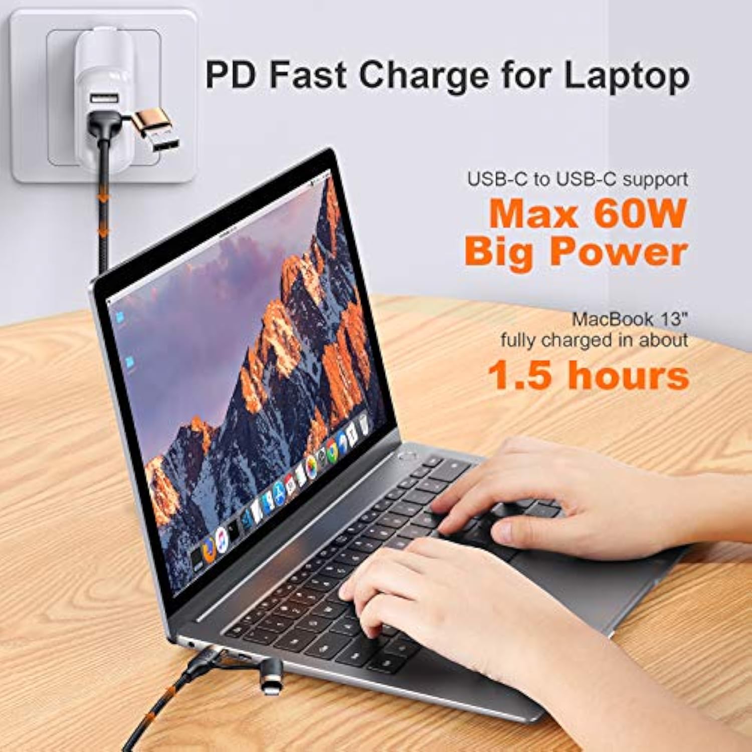 Usb C Multi Fast Charging Cable Pd 60W Nylon Braided Cord 4-In-1 3A Usb/C To Type C/Phone Fast Sync Charger Adapter Compatible With Laptop/Tablet/Phone (Black, 6.6Ft)