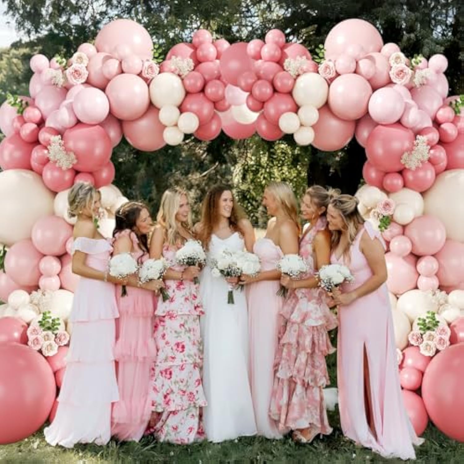 Pink Balloon Arch Kit, 124Pcs Pastel Light Dusty Blush Pink Sand White Balloons For Birthday Baby Shower Wedding Gender Reveal Decorations