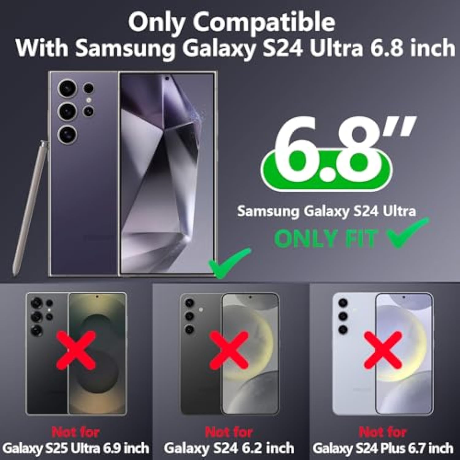 For Samsung Galaxy S24 Ultra Case, Samsung S24 Ultra Phone Case With Built In Kickstand, Shockproof/Dropproof Grade Protective Cover For Galaxy S24 Ultra 5G (Night Purple/Baby Pink)