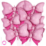 12 Pcs Pink Bow Balloons For Girls, Giant Foil Balloons, Gender Reveal Decorations For Birthday Party, Wedding, Baby Shower, Mouse Party Decoration