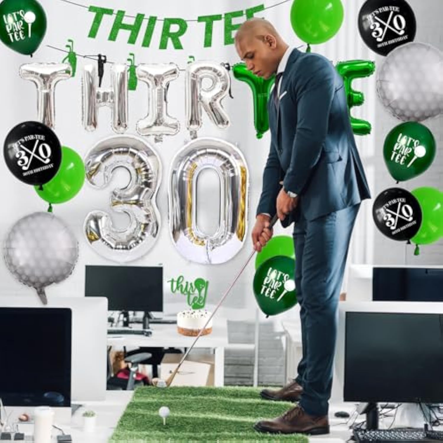 30Th Birthday Decorations For Him, Golf 30Th Birthday Party Decoration Themed For Men Thirty Birthday Decor Banner Set Durable 30 Number Balloons
