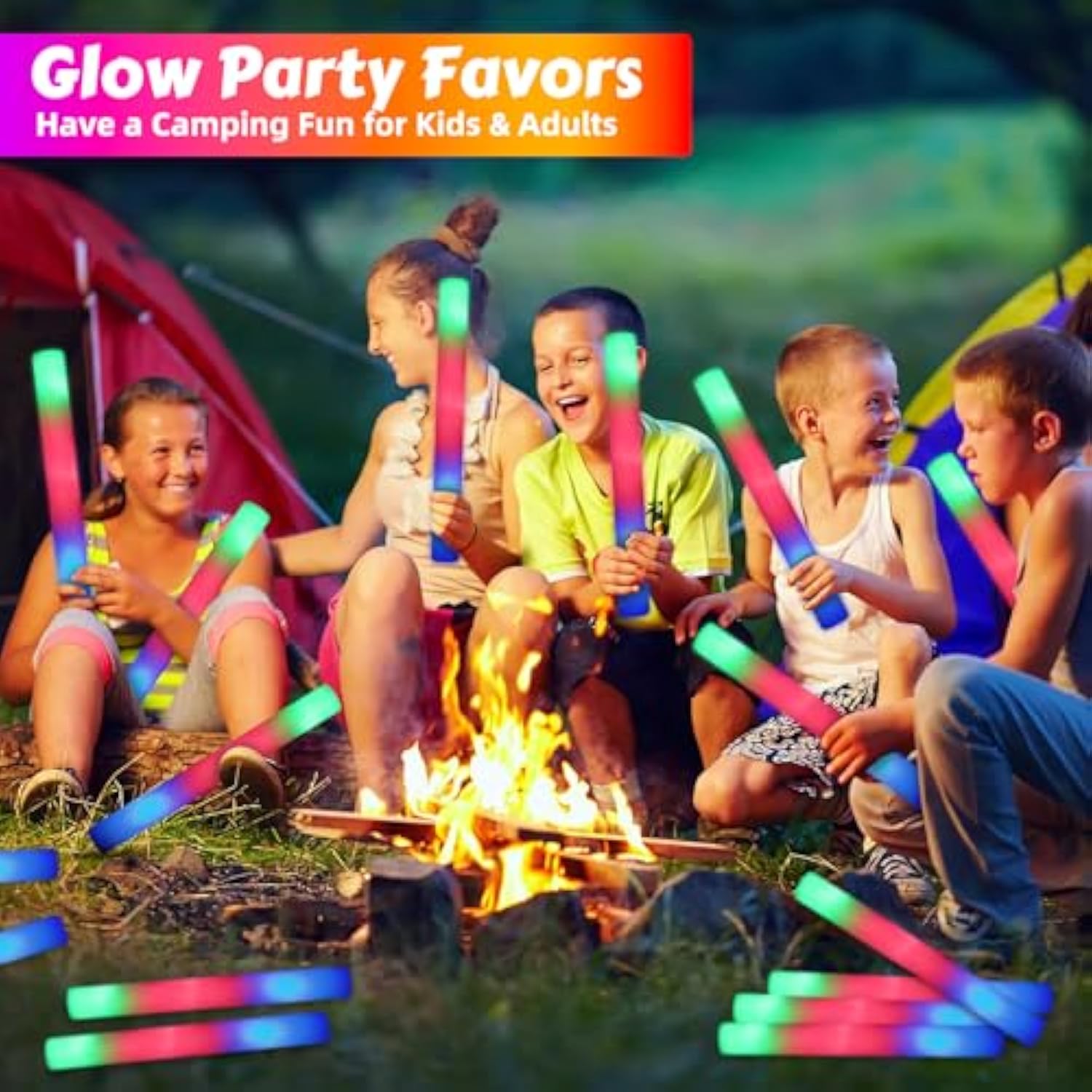 70-Piece LED Foam Glow Sticks Bulk Set with Colorful Flashing Modes for Parties