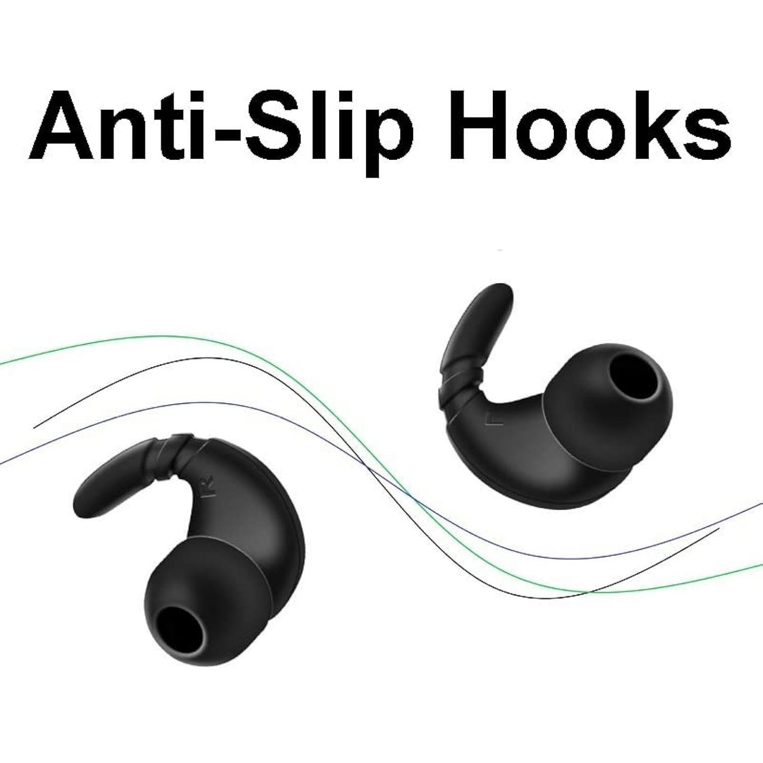 Sports Earbuds Eartips Wingtips Anti-Slip Silicone Gel Ear Hooks For Most Earphone Inner Hole 4Mm To 5Mm, Compatible With Beats Studio Buds/Flex/Wf-1000Xm5 / Wf-C700N Black White