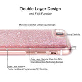 Iphone Se 2022/2020 Case - Liquid Glitter Waterfall Clear Tpu Protective Case - Rose Gold