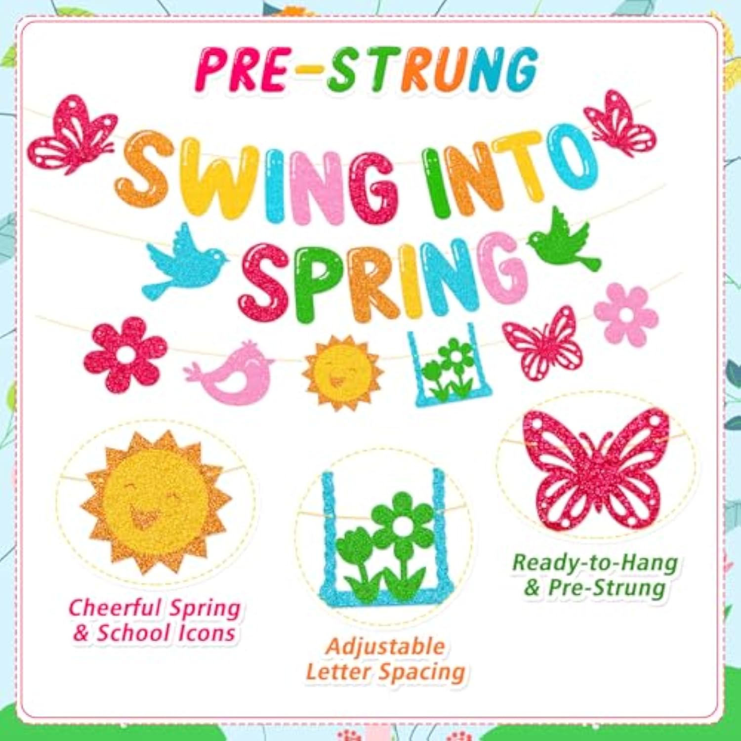 Swing Into Spring Banner School Classroom Spring Party Decorations For Student Children Teacher Celebrating Happy Spring Party Supplies