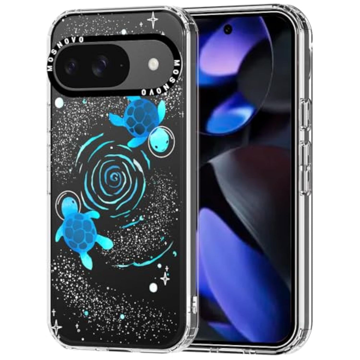 Case For Google Pixel 9 & Pixel 9 Pro, [Buffertech 6.6Ft -Grade Drop Protection] [Anti Peel Off Tech] Clear Tpu Bumper Phone Case Cover Design - Space Turtle