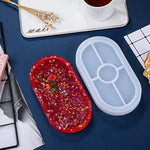 Oval Rolling Resin Tray Mold Silicone Resin Epoxy Casting With Edges Creative Jewelry Making Mold Holder Container Plates For Diy Craft Office Home Decor Supplies(3 Pieces)