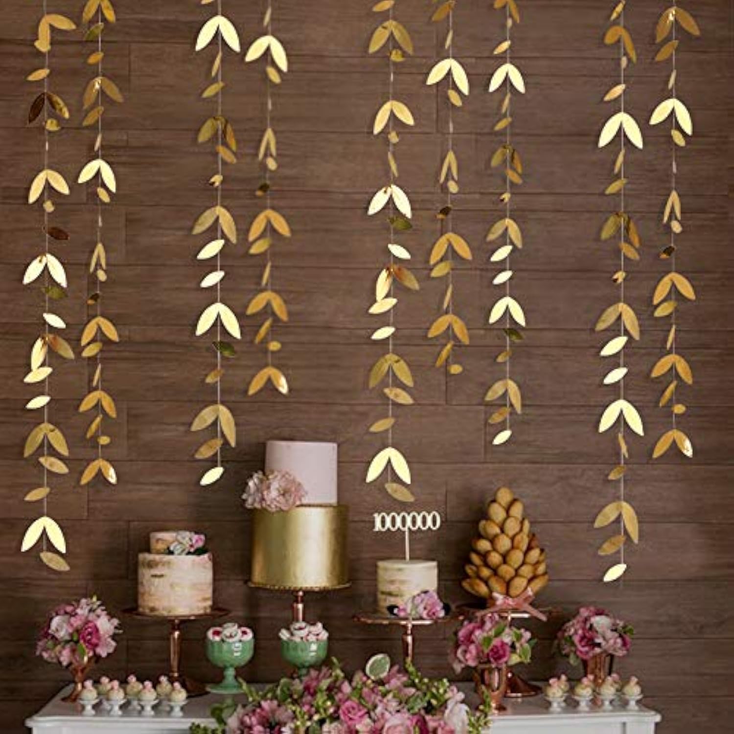 Gold Leaf Garland: Shimmering Party Decor, 52 ft Total