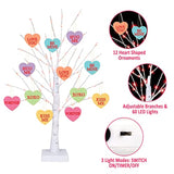 [Timer] Valentines Day Decoration 24 Inch Valentines Decor Tree Light With 12 Heart Ornaments, Usb/Battery Operated Valentines Day Decor Lighted Tree, Valentines Day Decorations For Home Table Bedroom
