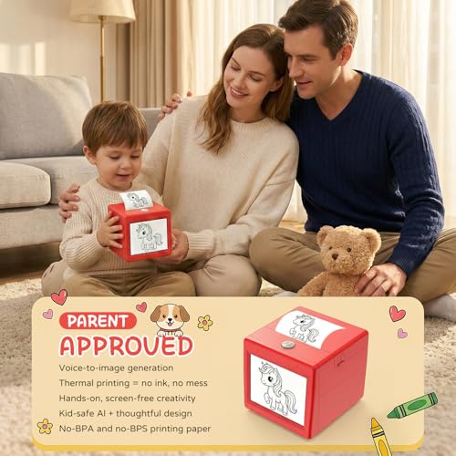 Ai Sticker Printer For Kids, Portable Sticker Maker With Voice-To-Image Generation, Instant Thermal Printing, Creative Toy Kit With 3 Paper Rolls And Coloring Pens