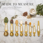 White And Gold Measuring Spoons With Leveler - Featuring 8Pc Upgraded Style, Dual-Sided, Stackable, Stainless Magnetic Measuring Spoons Set - Fits In Spice Jars, White And Gold Kitchen Accessories