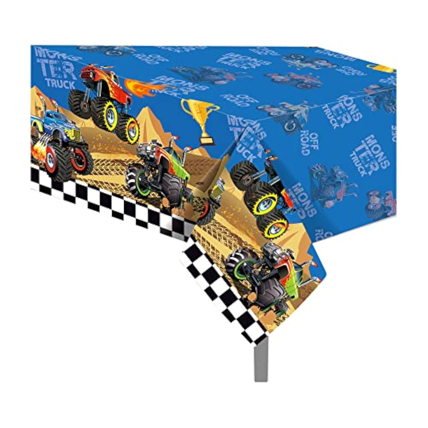 3 Pieces Monster Truck Tablecloth - Machine Table Cover For Cars Theme Birthday Party Decorations, Disposable Plastic, 54X87In