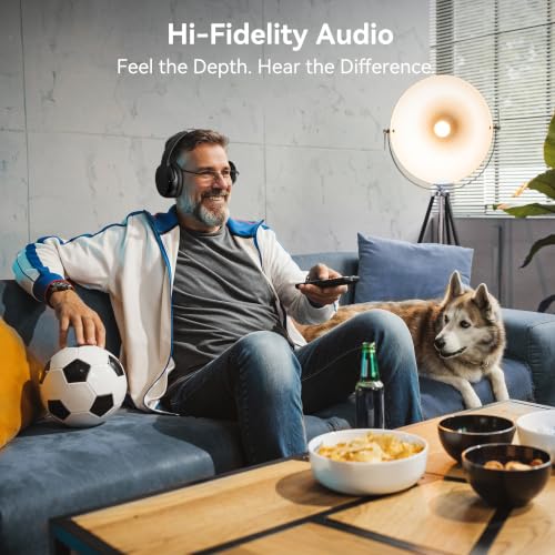 Wireless Headphones For Tv Watching, Tv Headphones With Transmitter Charging Base, Bluetooth V5.3, No Lip-Sync Delay, Clear Voice, Plug & Play, Comfortable, Gifts For Elderly/Seniors