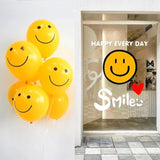 120Pcs 10Inch + Ribbon 66Ft /Smiley Face Balloons/Smiley Face Birthday Decorations