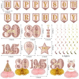 21Pcs 80Th Birthday Decorations Kit For Women, Pink Rose Gold 1945 Happy 80 Birthday Banner Honeycomb Centerpiece Hanging Swirls Party Supplies, Eighty Birthday Sash Table Decor