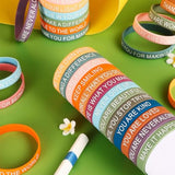 30 Pcs Motivational Quote Silicone Bracelets, Inspirational Rubber Wristbands, Colorful Inspiring Silicone Bracelets For Office Classroom Rewards Gifts Party Favors Supplies