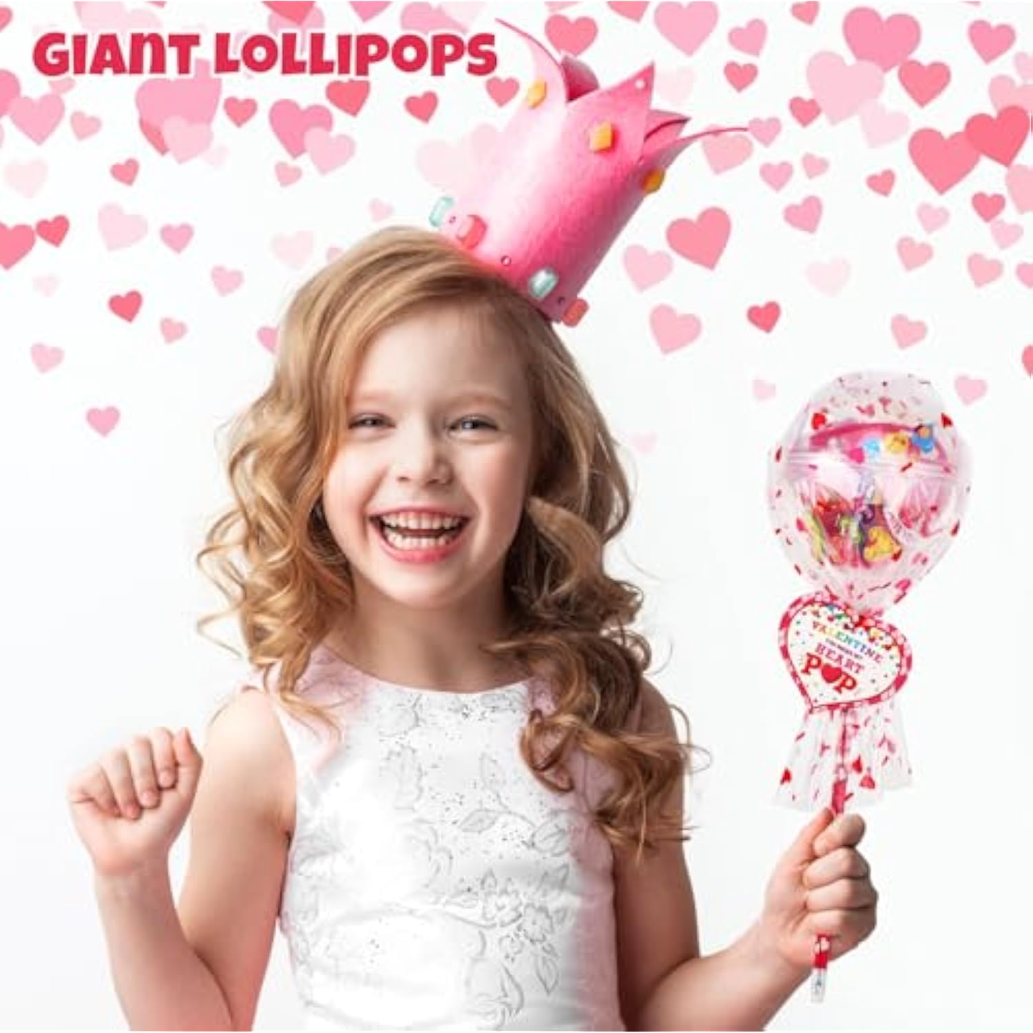 Valentine’S Day Gifts For Kids–28 Pack Giant Lollipop-Shaped Stationery Set With Heart Cards, Pencils, Stickers, Erasers & Ruler For Classroom Valentines Exchange And School Party Favors
