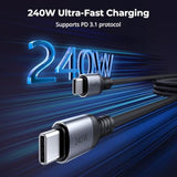 SMALLRIG 240W USB C to USB C Cable (3.28ft), PD 3.1 240W Fast Charging Cable Cord GaN Charger 4747/4751, V Mount Battery, for iPhone 16, for Samsung S23, for MacBook Pro - 4908