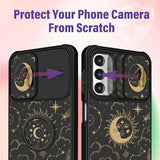 for Samsung Galaxy A16/A17 5G Phone Case - Women Girls Cute Phone Cover Girly Pretty Aesthetic Stars Sun Moon Unique Design with Camera Cover Ring