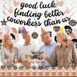 Coworker Farewell Decorations, Rose Gold Good Luck Finding Better Coworkers Than Us Banner Cake Toppers Balloons Hanging Swirls, Pink Going Away/Goodbye/Leaving Party Supplies For Job Change