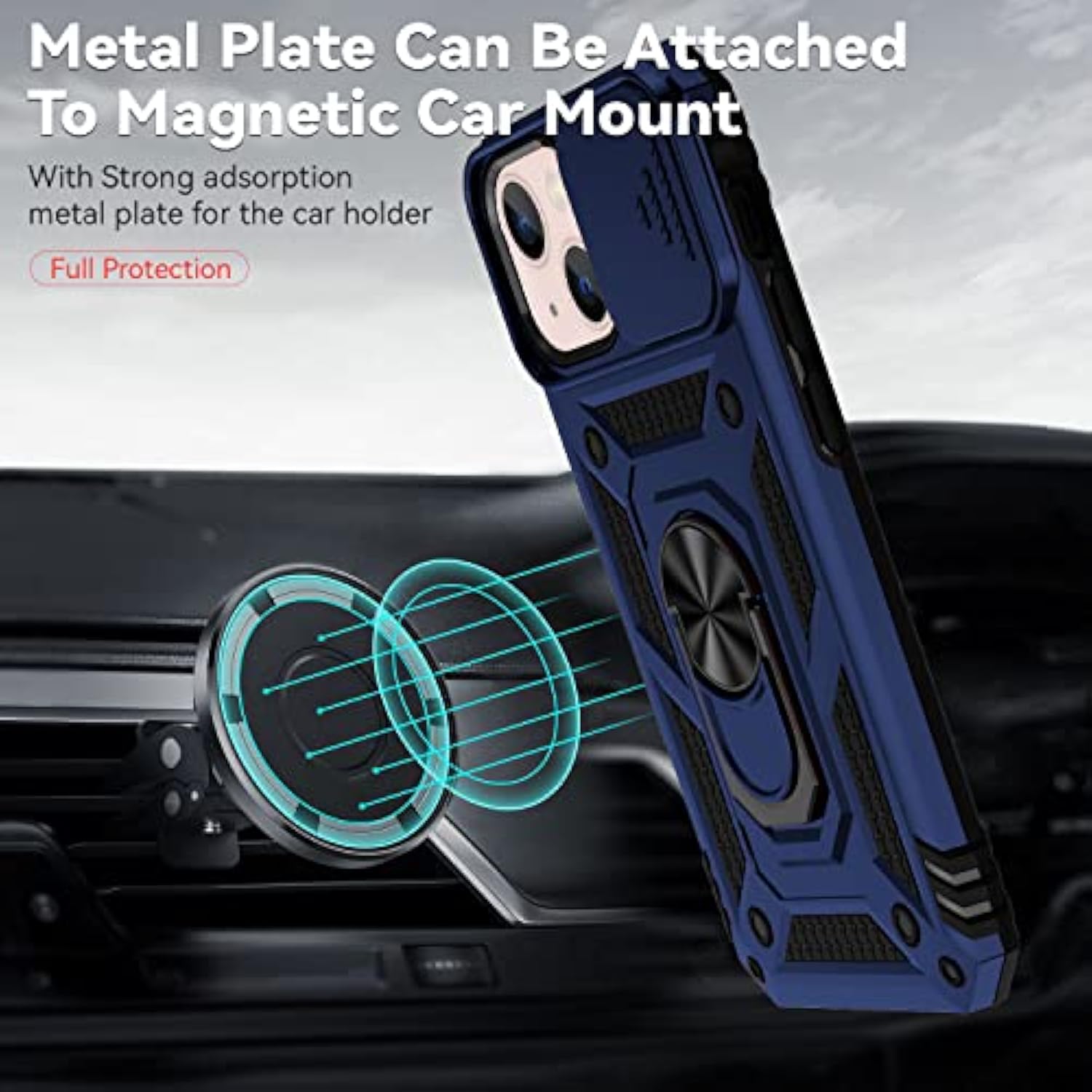 Iphone 13 Case With Screen Protector Dual Layer Drop Protection Navy Blue
