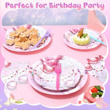 In My Birthday Era Party Tableware Set, 96 Pcs Disposable Paper Plates, Napkin, Fork, Music And Friendship Themed Party Supplies For Girls Women Birthday Decorations(Pastel Rainbow)