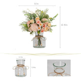 Artificial Flowers In Vase Fake Flowers Arrangement With Vase Silk Artificial Flowers Indoor For Decoration Home Office Table Centerpiece (Pink)