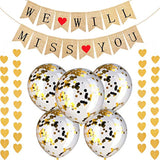 We Will Miss You Banner Burlap Bunting Banner Garland Flags Gold Confe