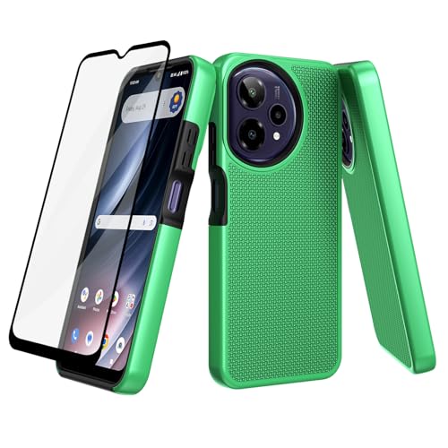 for Cricket Icon Plus 2026 Case with Screen Protector, ATT Verge 2 Dual Layer Case, Hybrid Protection, Hard PC Non-Slip Back & Soft Silicone Bumper,