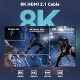 Hdmi 2.1 Fiber Optic Cable (6Ft/2M), 8K Hdmi Fiber Optic Cable, Supports 8K@60