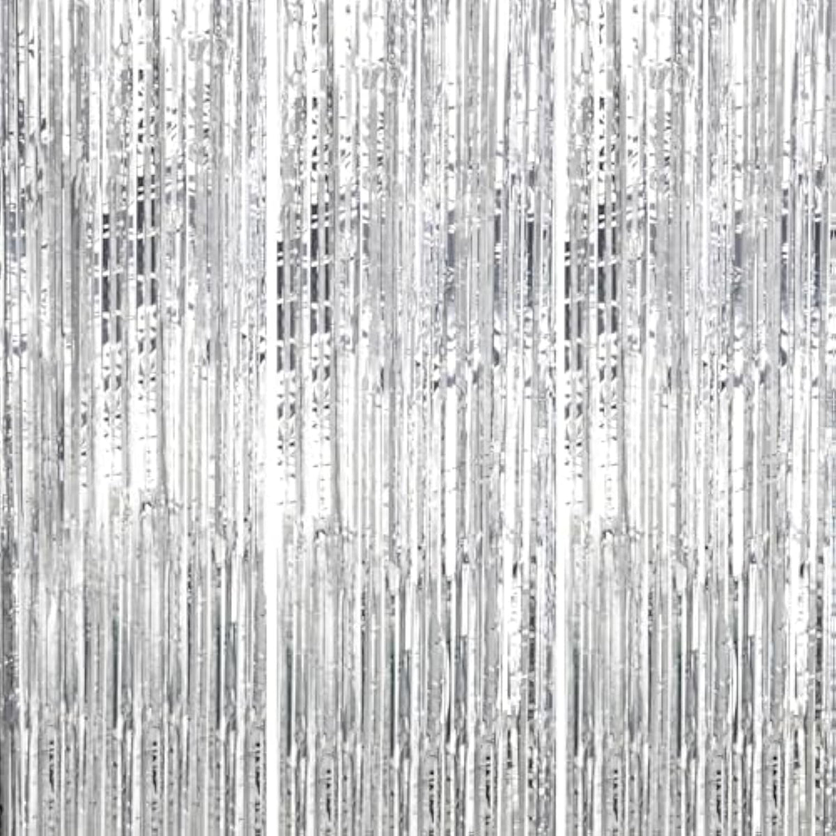 3-Pack Silver Foil Fringe Backdrop Curtains for Party & Photo Booth Décor