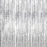 3-Pack Silver Foil Fringe Backdrop Curtains for Party & Photo Booth Décor