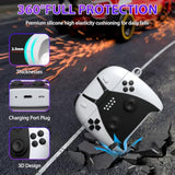 AirPods 4 Case Cover with Cleaner Kit, 3D Game Controller Design Silicone Protective Case for AirPods 4th Generation 2024 (White/Black)