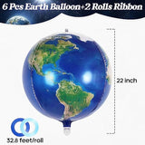 22 Inch Globe Earth Balloons, Large World Map Foil Balloons, 6 Pcs Planet Round Sphere Balloons For Earth Day Travel Adventure Birthday Party Decorations Supplies