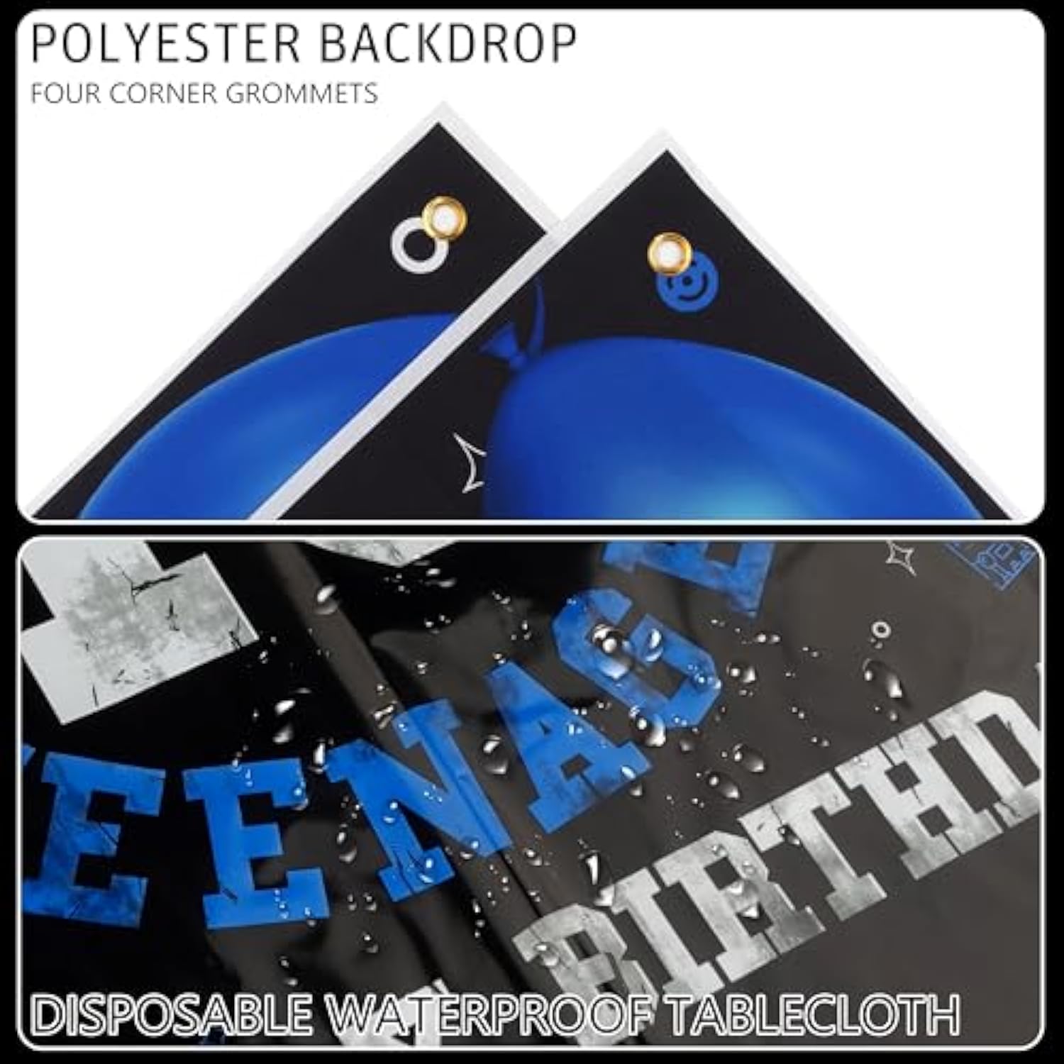 13Th Birthday Decorations For Boys, Official Teenager Happy 13Th Birthday Decor With Banner Backdrop Tablecloth & Number 13 Balloon Arch Kit For 13 Year Old Birthday Party Supplies(Black Blue)