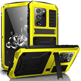Compactible With Note 20 Ultra Metal Case With Screen Protector Military Rugged Heavy Duty Shockproof With Stand Camera Protector Full Cover Case For Note 20 Ultra (Yellow)