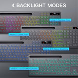 Wireless Keyboard With 7-Color Rgb Backlit, Full-Size Computer Keyboard With Phone Tablet Holder, 2.4G Rechargeable Gaming Keyboard With Light Up Keys, Compatible With Mac, Windows (Grey)