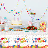 Birthday Tablecloth, 3 Pcs Birthday Table Cloths 54'' X 108'' Disposable Birthdays Table Cover Waterproof Plastic Tablecloth Rectangle Party Tablecloths For Kid’S Happy Birthdays Party Decorations