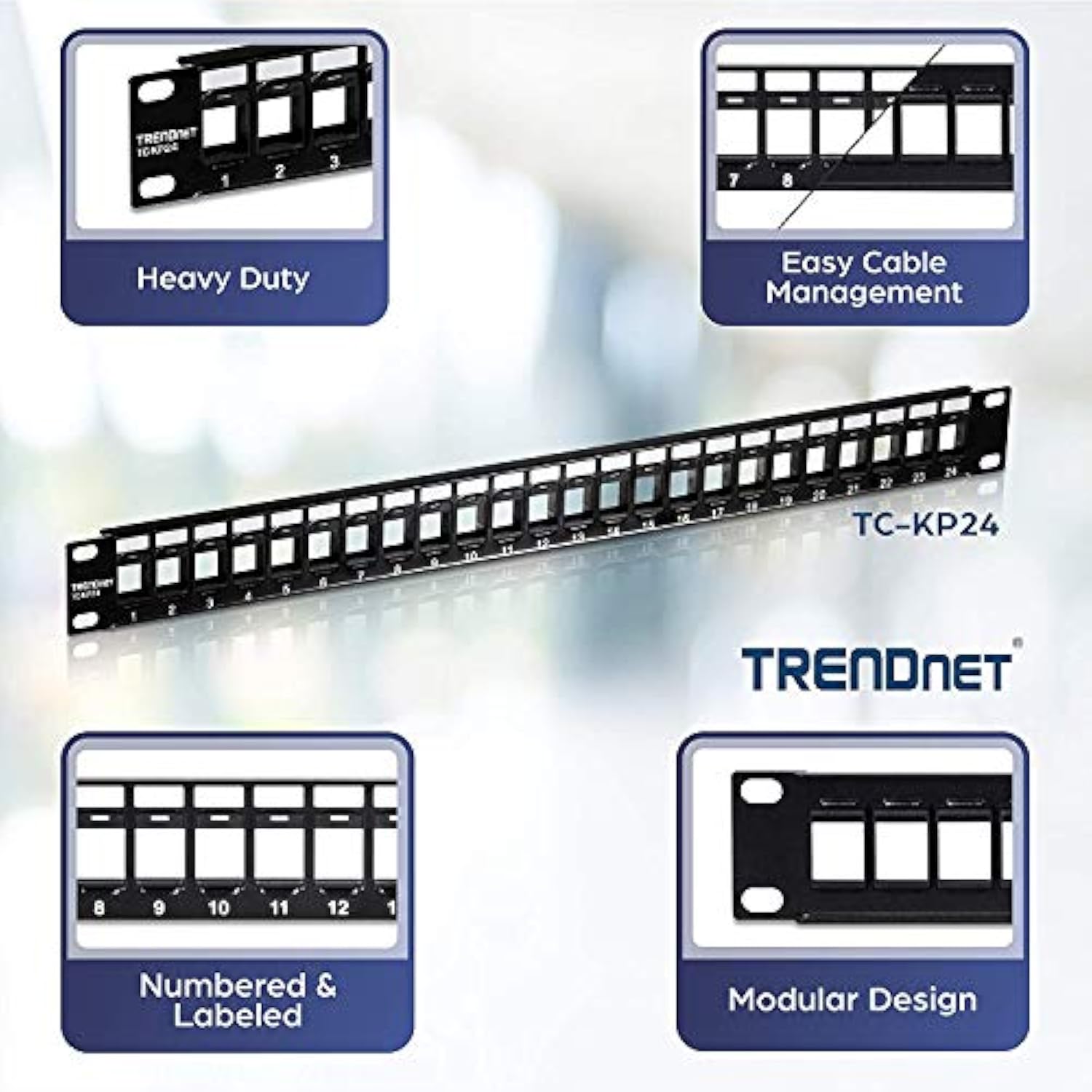 TRENDnet 24-Port Blank Keystone 1U Patch Panel Bundle, Includes (Qty 1) TRENDn