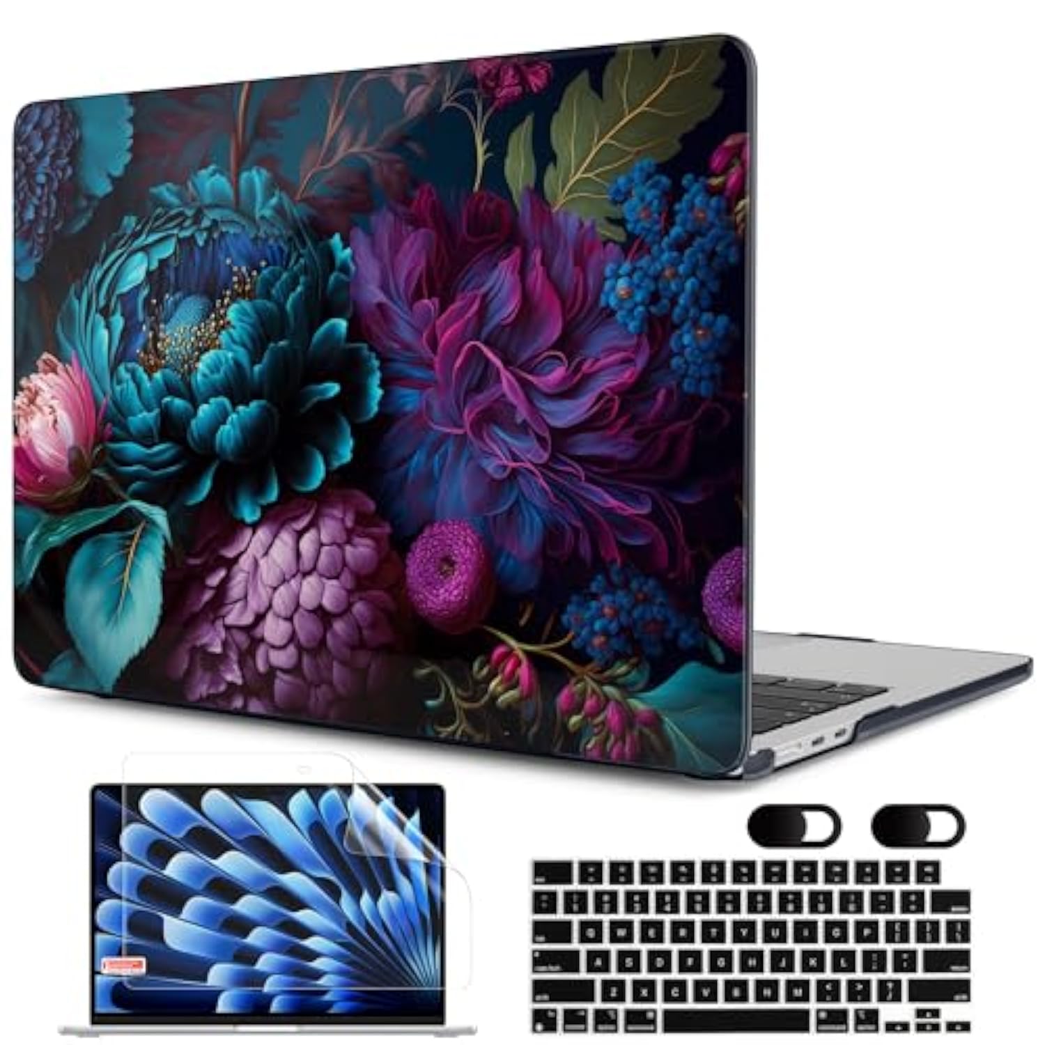 Case For M4/M3/M2 Macbook Air 13.6 Inch Case 2025 2024 2022, Fit Model A3240/A3113/A2681, Laptop Hard Shell With Keyboard Cover Compatible With Macbook Air 13 Inch, Beautiful Fantasy Flower