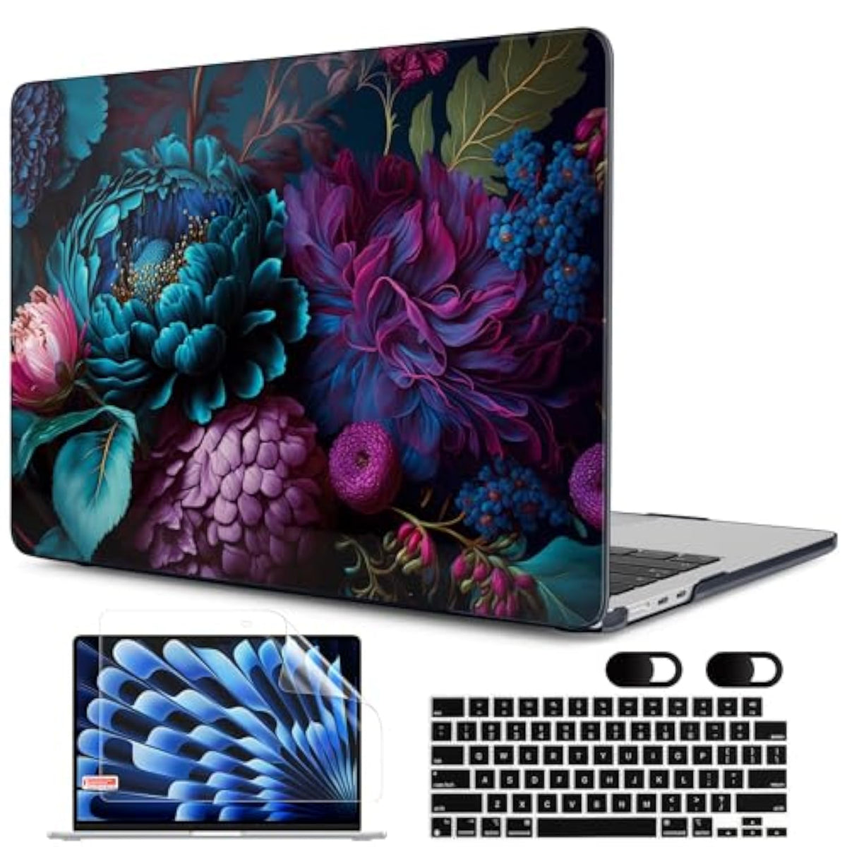 Case For M4/M3/M2 Macbook Air 13.6 Inch Case 2025 2024 2022, Fit Model A3240/A3113/A2681, Laptop Hard Shell With Keyboard Cover Compatible With Macbook Air 13 Inch, Beautiful Fantasy Flower