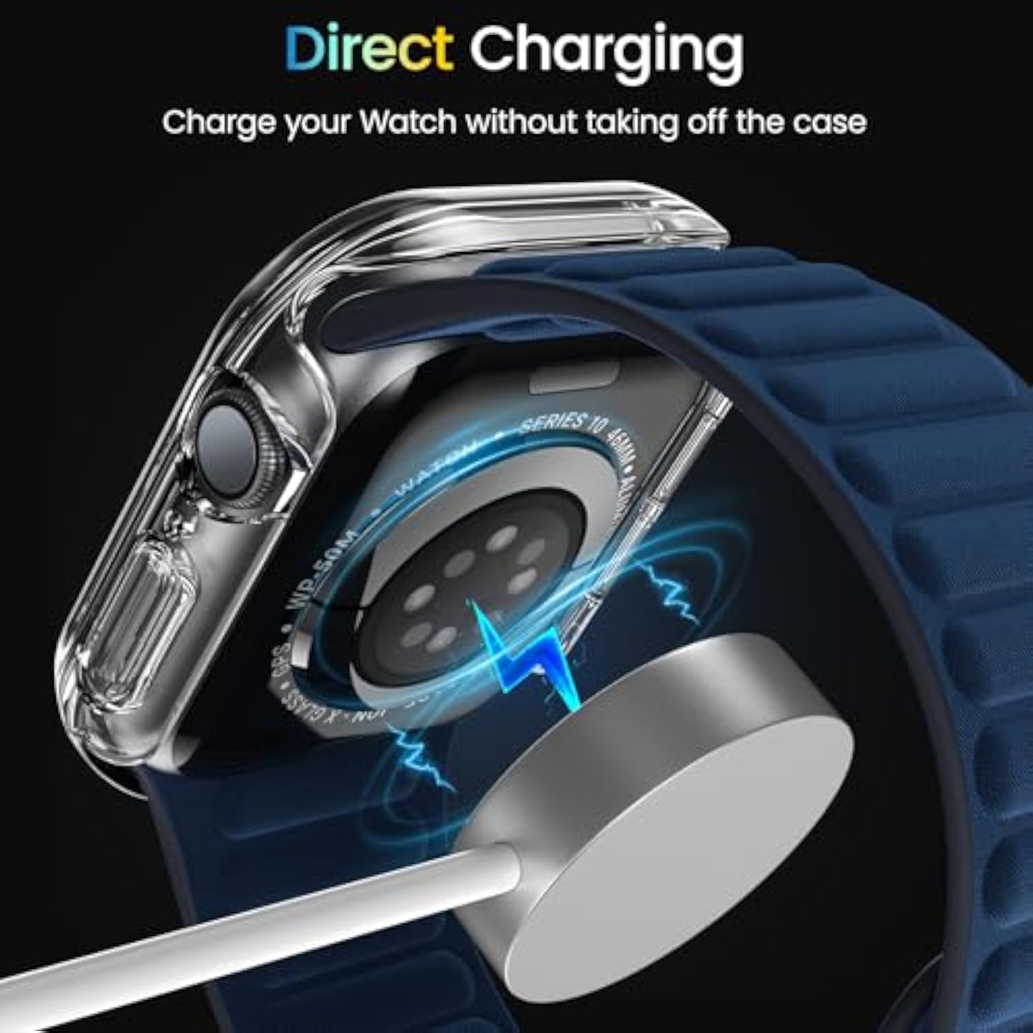 BAZO Clear Hard PC Case Compatible for Apple Watch Series 10 (2024) 46mm with Tempered Glass Screen Protector-Touch Sensitive, HD Clear Ultra-Thin Overall Protective Cover for iWatch 46mm - 2 Pack