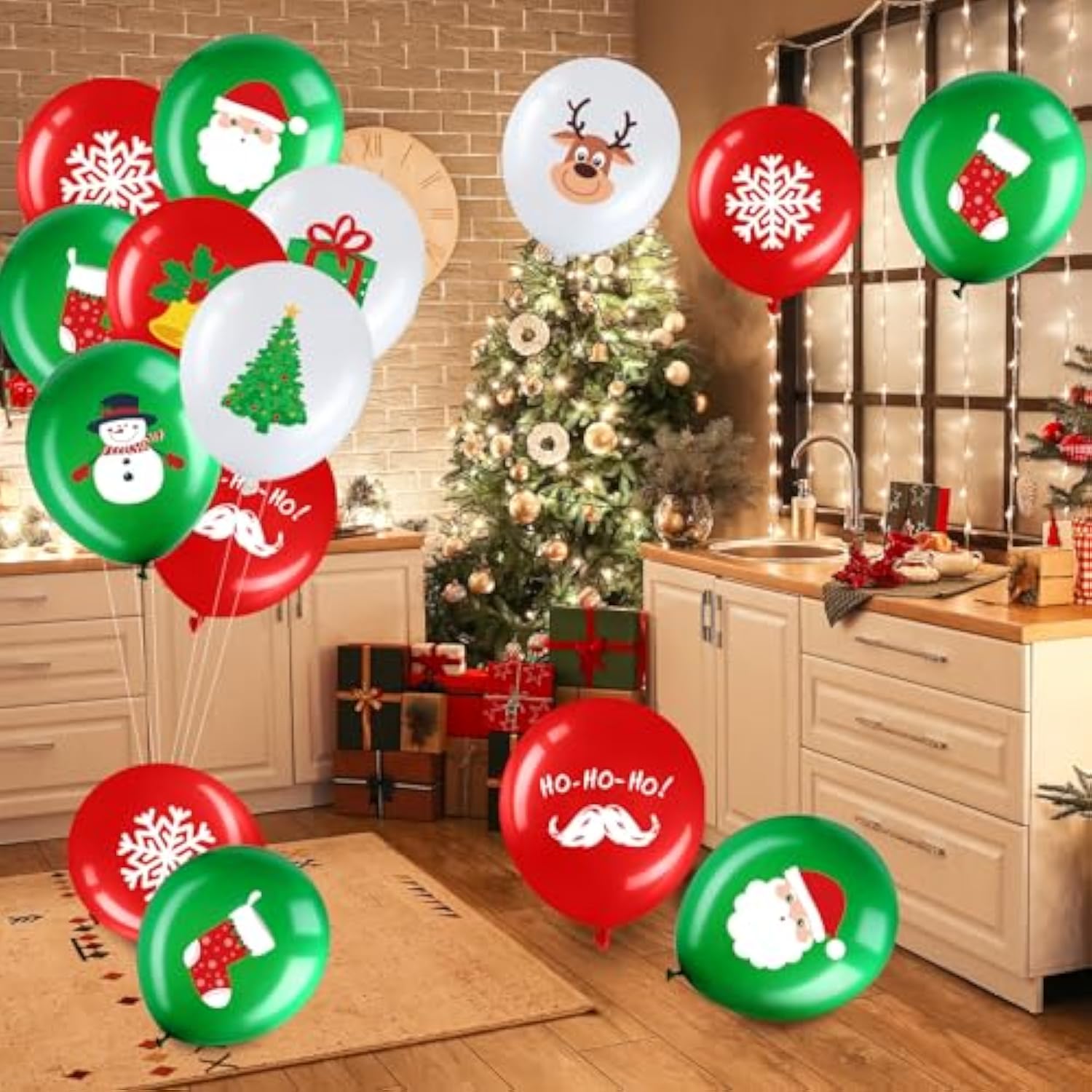 45 Pcs Christmas Balloons, 12 Inch Christmas Latex Bulk Red Green And White Xmas Tree Santa Party Balloons For Birthday Party Decorations Holiday Xmas Party Favors
